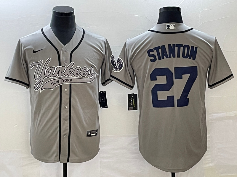 Men's New York Yankees Giancarlo Stanton Gray Player Jersey Joint Edition