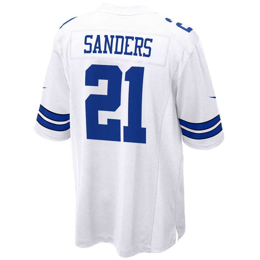 D.Cowboys #21 Deion Sanders White Team Retired Player Game Jersey