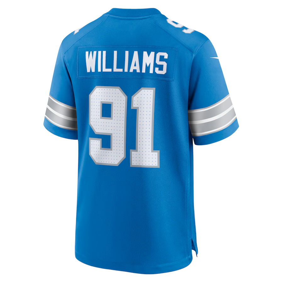 Men's Detroit Lions Tyleik Williams  Blue 2025 NFL Draft First Round Pick Game Jersey