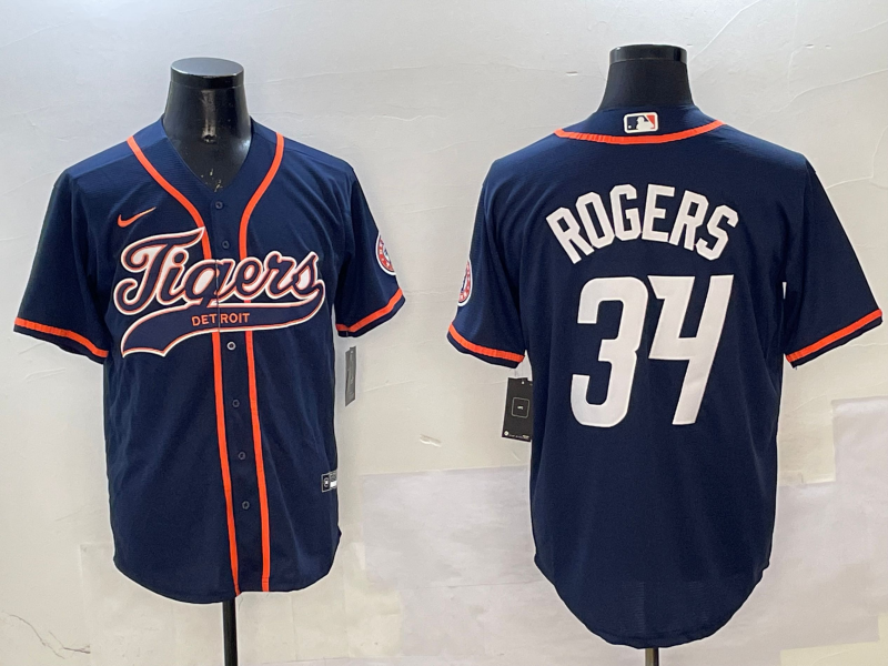 Men's Detroit Tigers Jake Rogers Navy Player Jersey