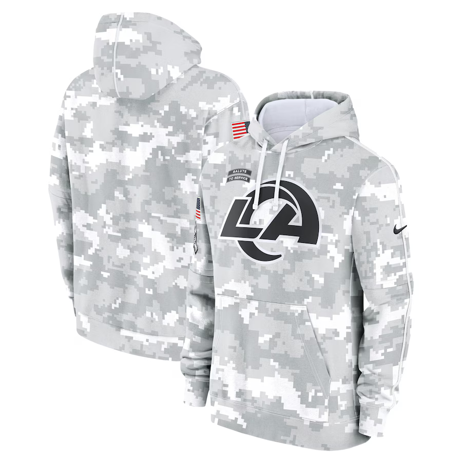 Men's Los Angeles Rams Arctic Camo 2024 Salute to Service Club Fleece Pullover Hoodie1