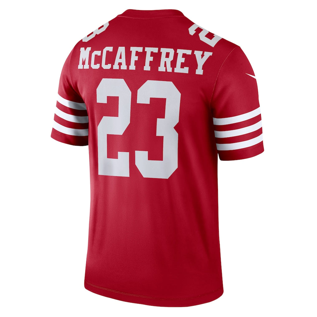 SF.49ers #23 Christian McCaffrey Scarlet Legend Player Performance Top Jersey