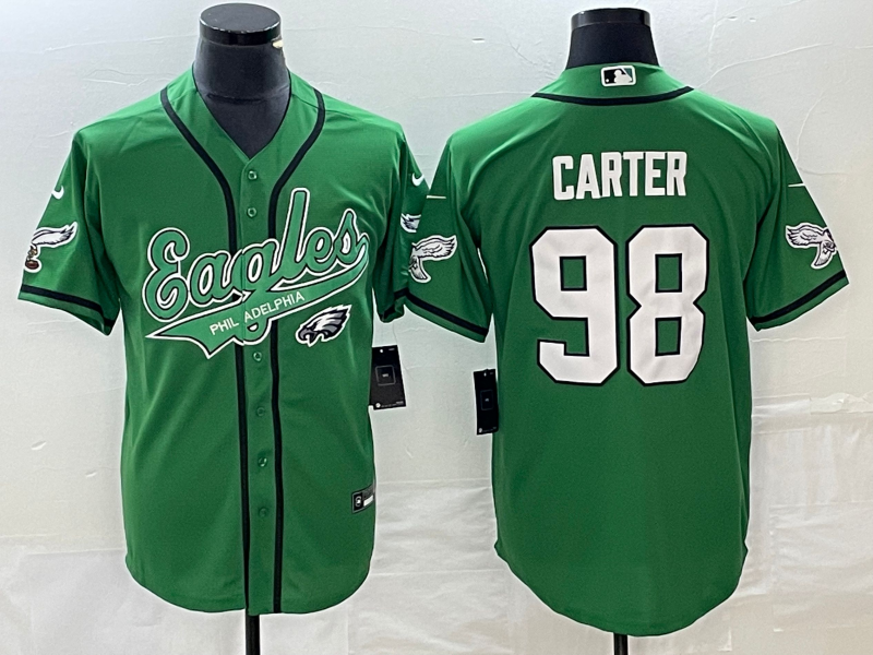 Men's Philadelphia Eagles Jalen Carter Kelly Green Game Jersey Joint Edition
