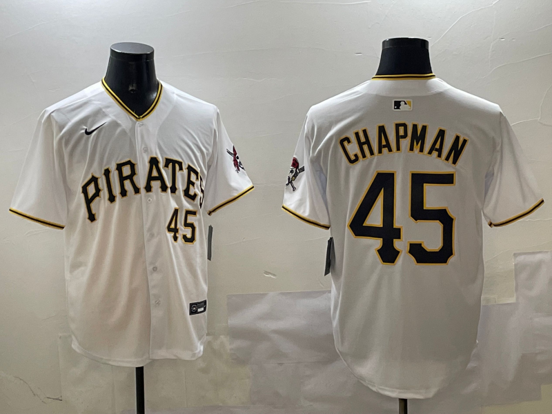 Men's Pittsburgh Pirates Aroldis Chapman White Home Limited Player Jersey