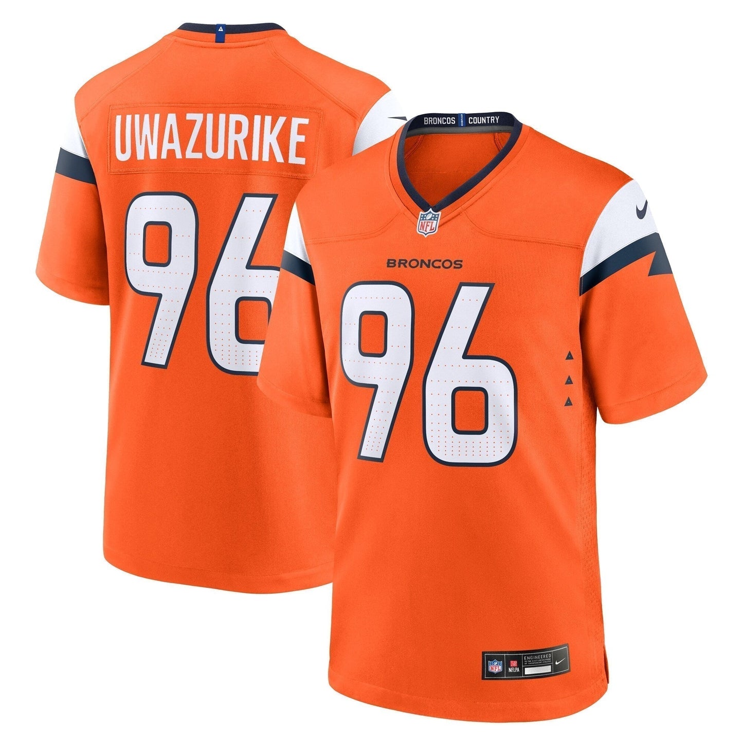 Eyioma Uwazurike Denver Broncos  Team Game Jersey -  Orange