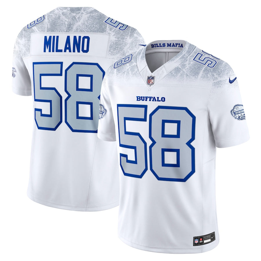 Men's Buffalo Bills Matt Milano  White 2025 Rivalries Collection F.U.S.E. VaporLimited Stitched Jersey