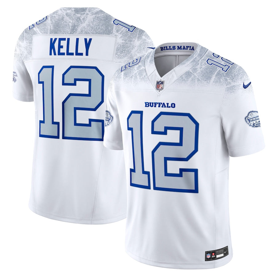 Men's Buffalo Bills Jim Kelly  White 2025 Rivalries Collection F.U.S.E. VaporLimited Stitched Jersey