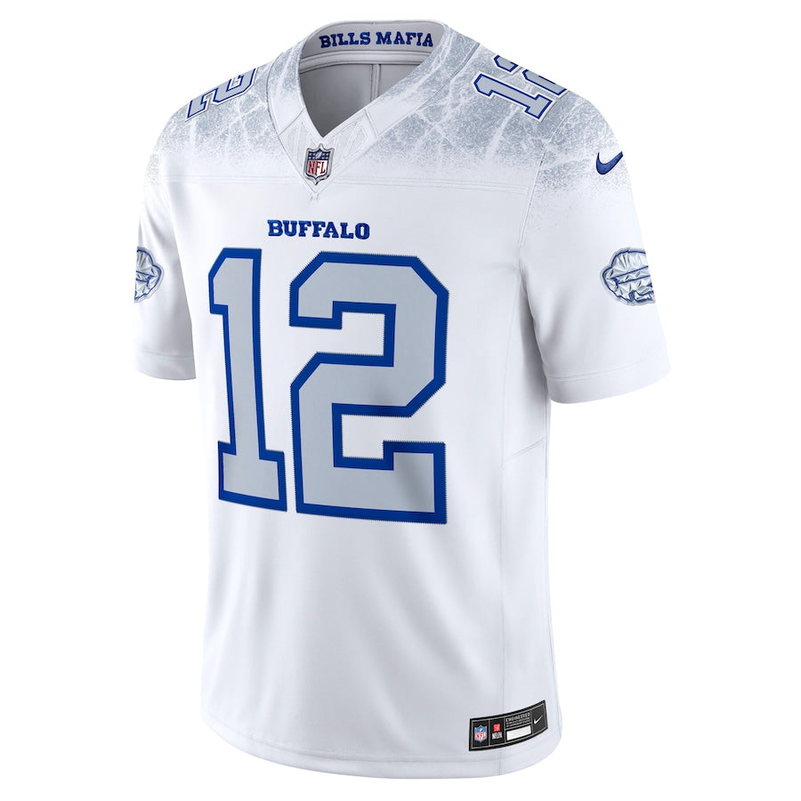 Men's Buffalo Bills Jim Kelly  White 2025 Rivalries Collection F.U.S.E. VaporLimited Stitched Jersey