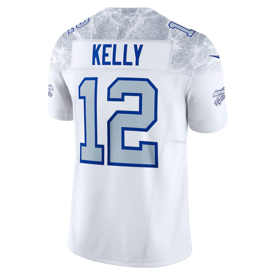 Men's Buffalo Bills Jim Kelly  White 2025 Rivalries Collection F.U.S.E. VaporLimited Stitched Jersey