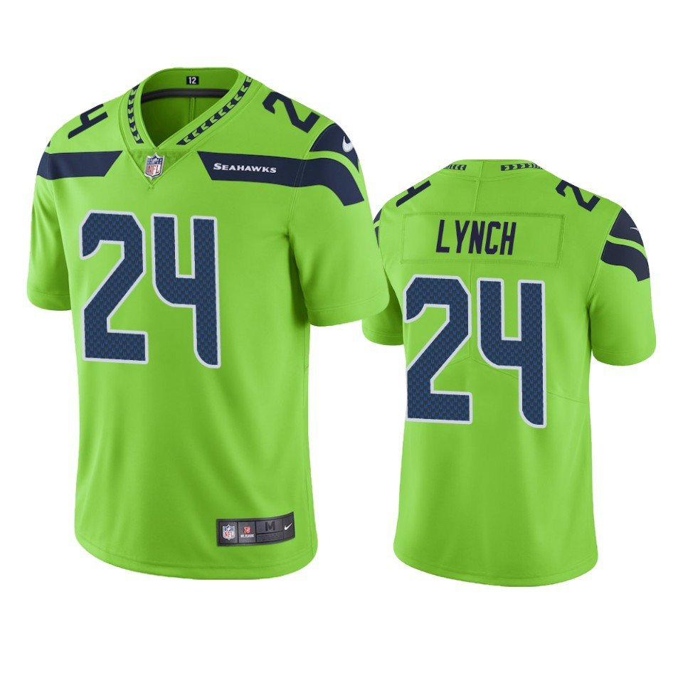 Seahawks 24 Marshawn Lynch Color Rush jersey green