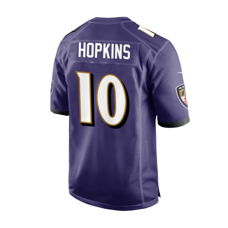 B.Ravens #10 DeAndre Hopkins Purple Game Jersey Stitched American Football Jerseys