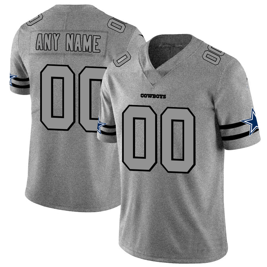 Custom1 Dallas Cowboys 2019 Gray Gridiron Gray Vapor Untouchable Limited Jersey1 Stitched Jersey1 Football Jerseys
