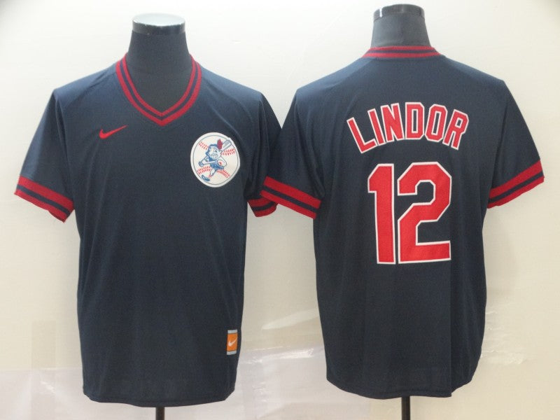Men's Cleveland Guardians Francisco Lindor Navy Authentic Baseball Jersey