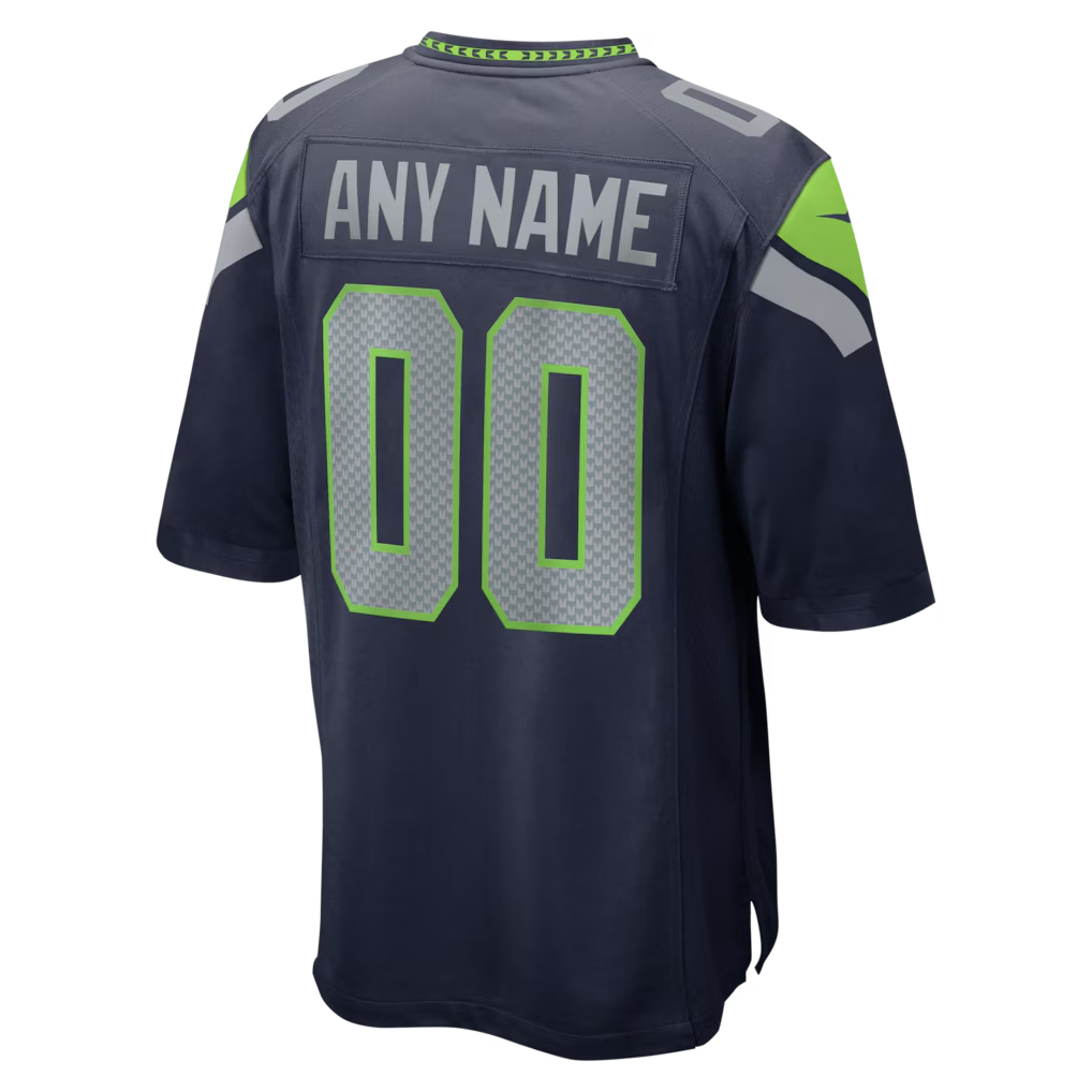 Men's Seattle Seahawks  College Navy Super Bowl LX Patch Custom Game Jersey