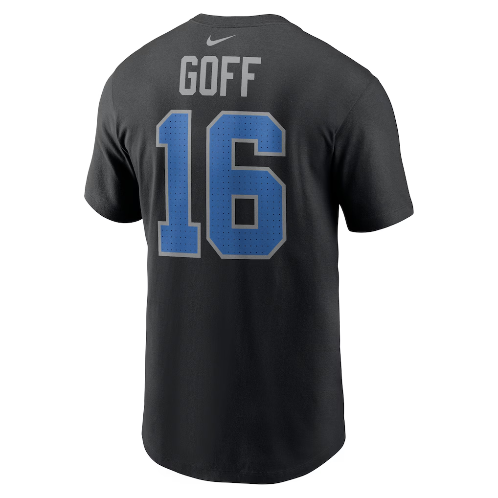 Men's Detroit Lions Jared Goff  Black Name & Number T-Shirt