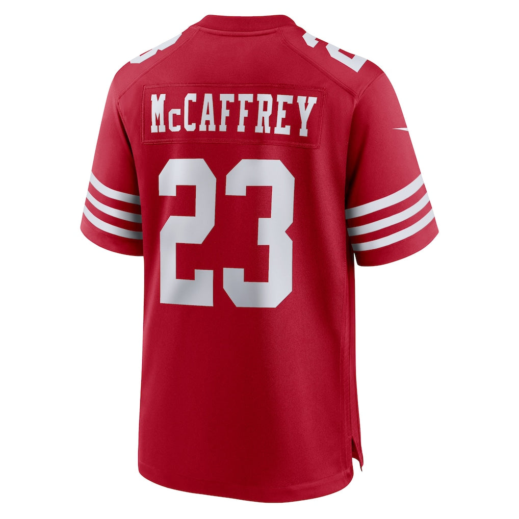 SF.49ers #23 Christian McCaffrey Scarlet Game Player Jersey