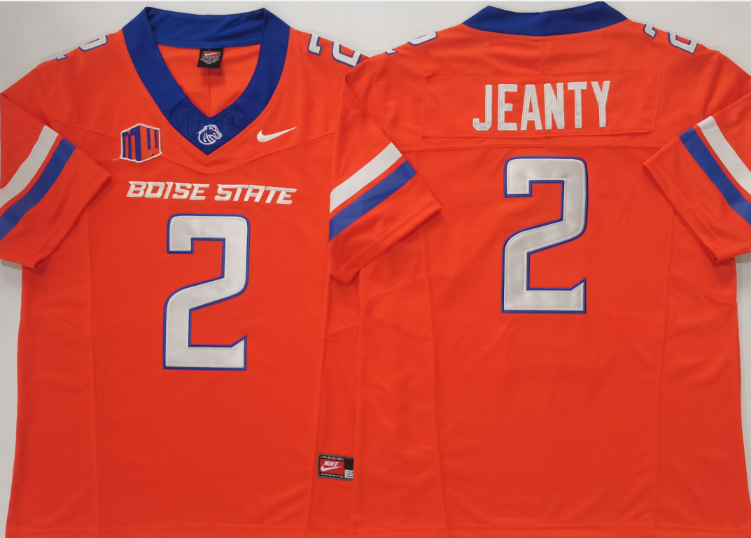 Men's Boise State Broncos Ashton Jeanty #2 Orange Player Game Jersey
