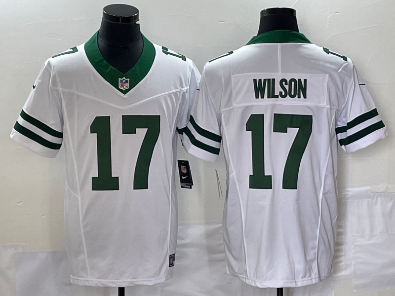 Men's New York Jets Garrett Wilson White Legacy Vapor F.U.S.E. Limited Jersey