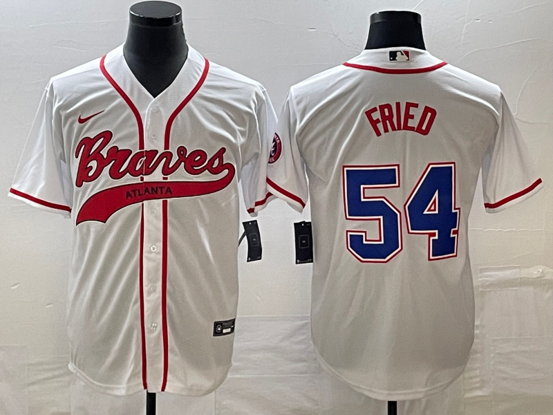 Men's Atlanta Braves Max Fried White Replica Player Jersey Joint Edition