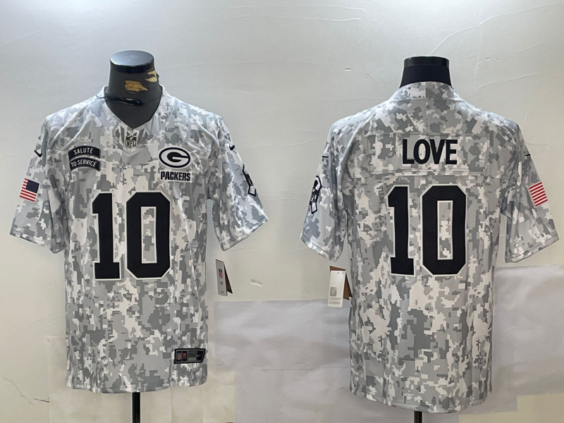 Men's Green Bay Packers Jordan Love Arctic Camo 2024 Salute to Service Limited Jersey
