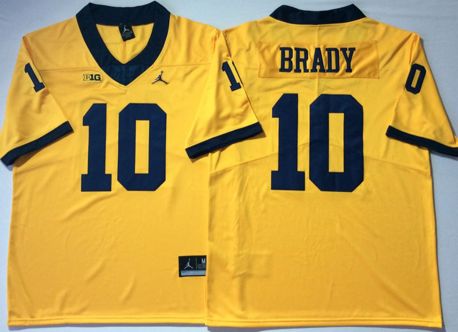 Men's Michigan Wolverines Tom Brady Yellow Alumni Player Game Jersey