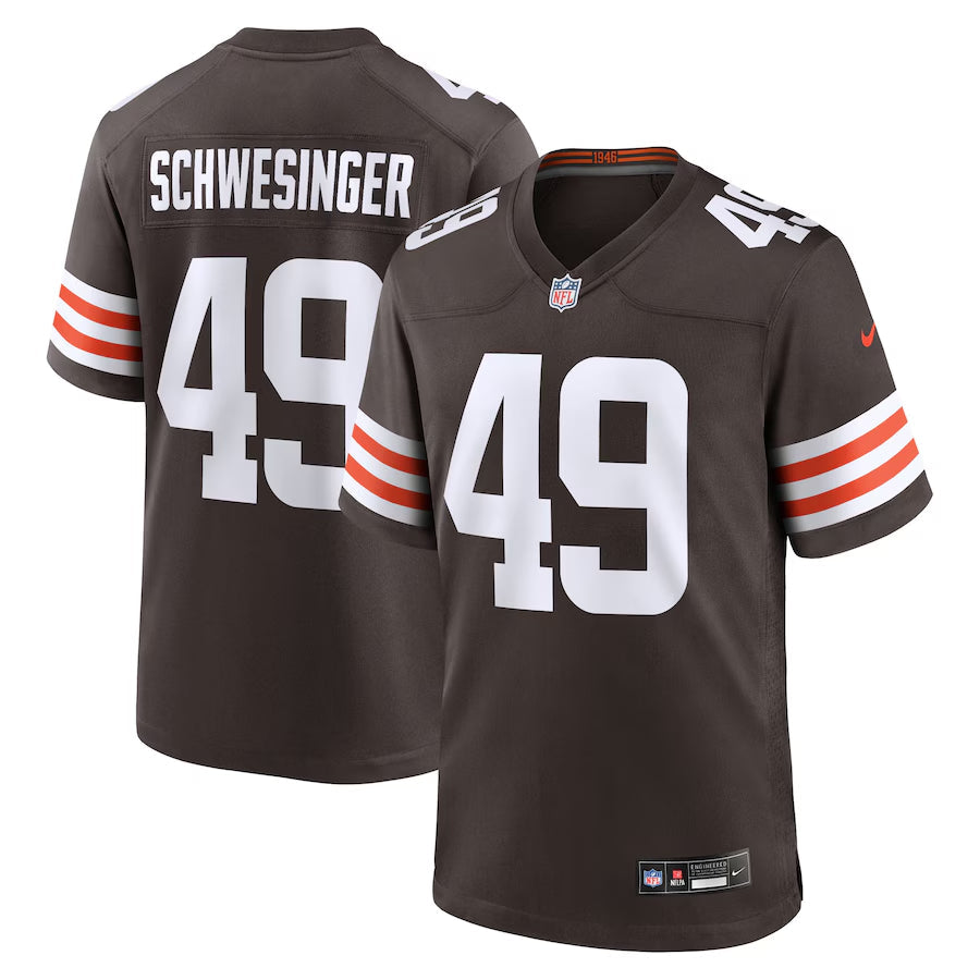 Cleveland Browns Carson Schwesinger  Brown 2025 NFL Draft Game Jersey