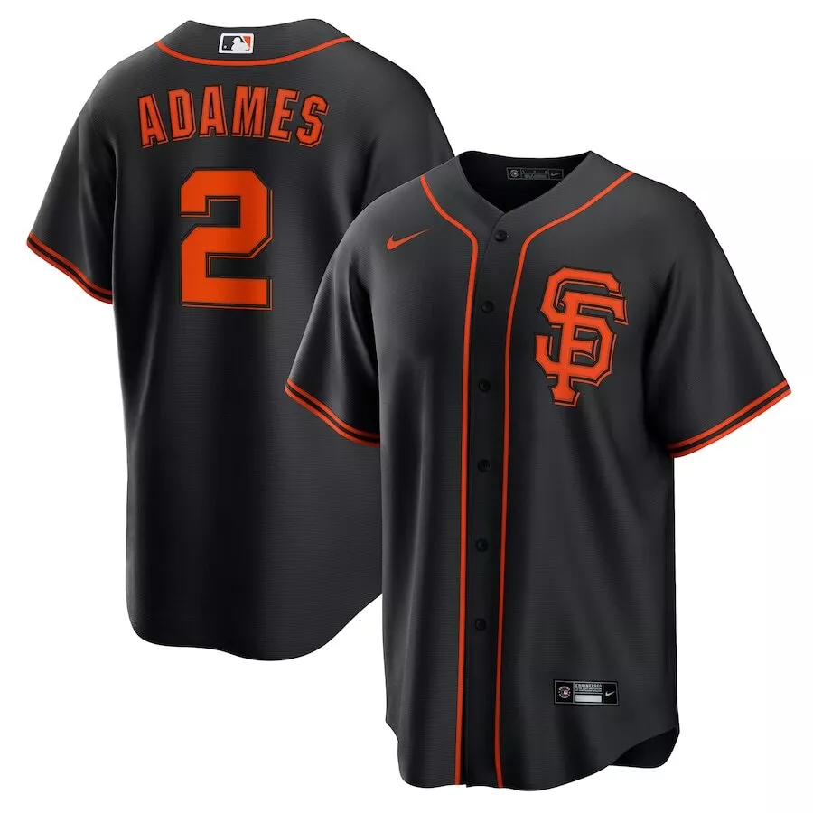 San Francisco Giants Willy Adames #2  Black Alternate 2025 MLB Player Jersey