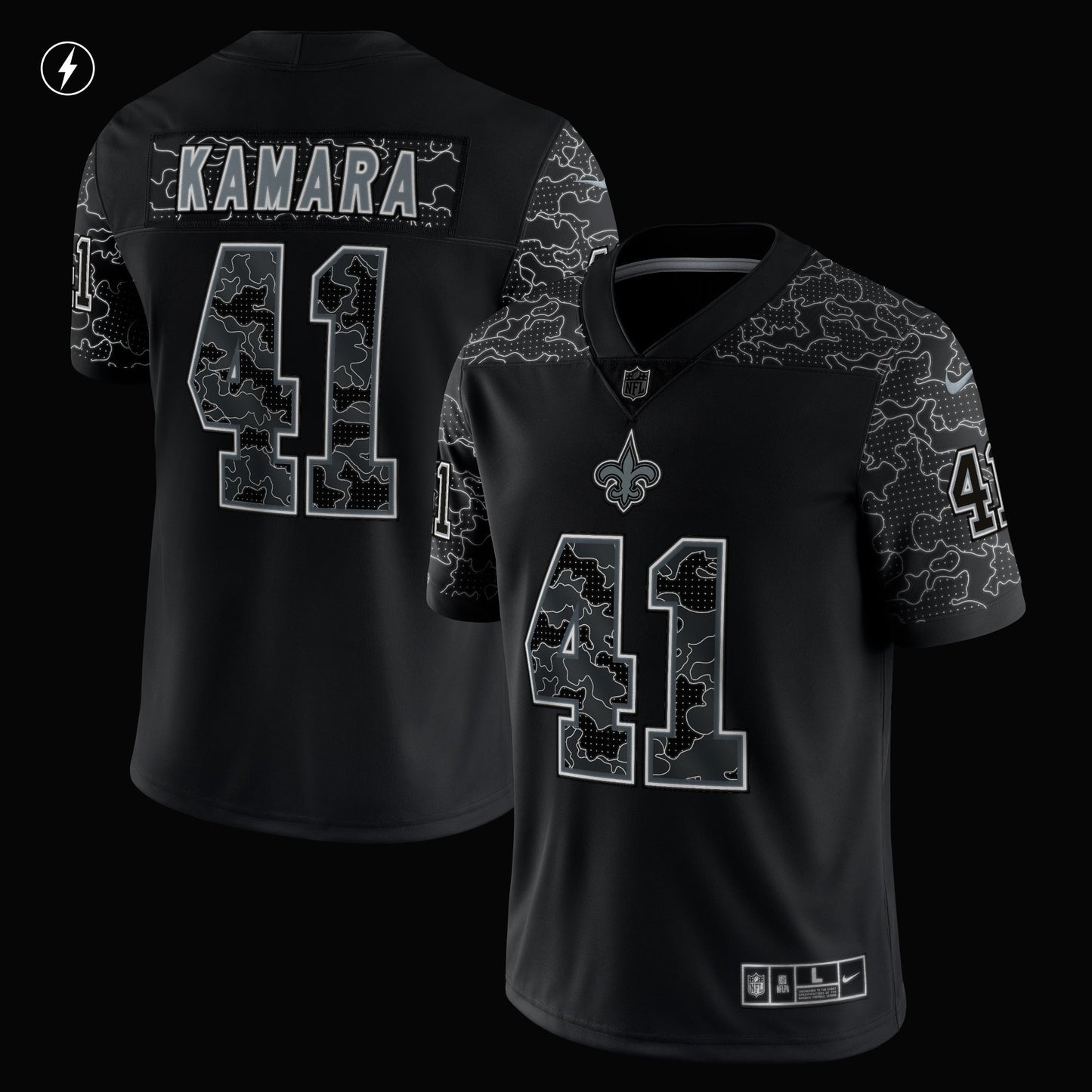 Alvin Kamara New Orleans Saints  RFLCTV Limited Jersey - Black