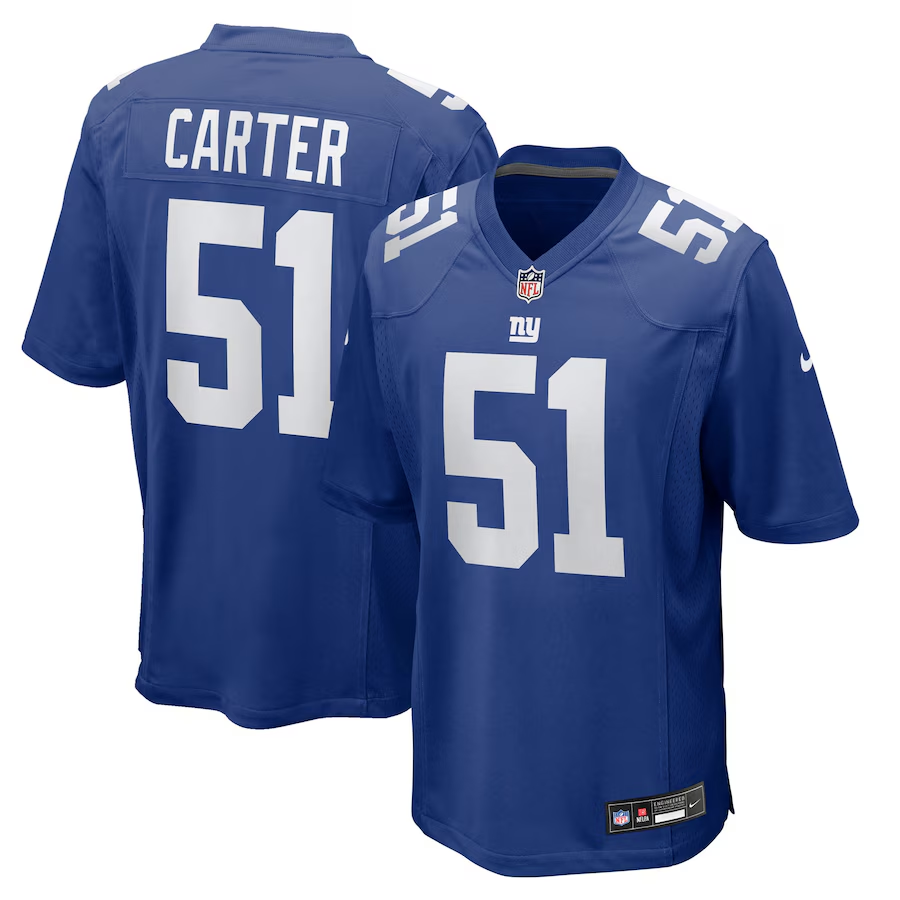 New York Giants Abdul Carter  Royal 2025 NFL Draft First Round Pick Game Jersey