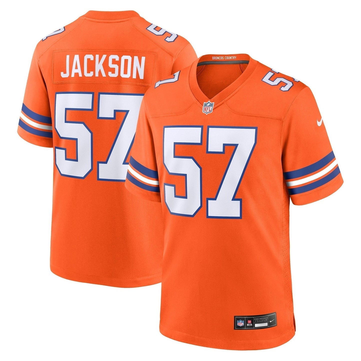 Tom Jackson Denver Broncos  Mile High Collection 1977 Throwback Retired   Game Jersey - Orange