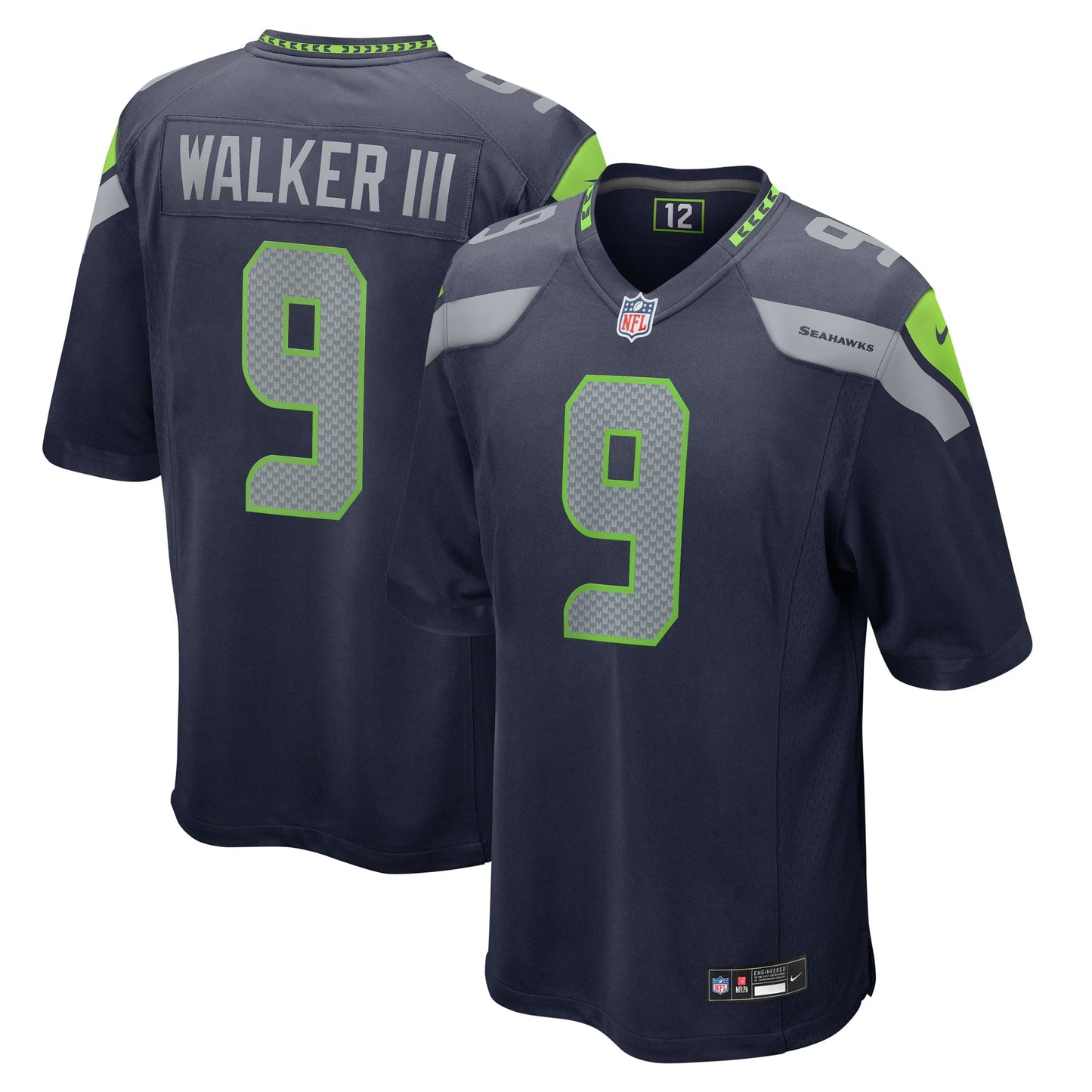 Seattle Seahawks Kenneth Walker III College Navy Team Game Jersey