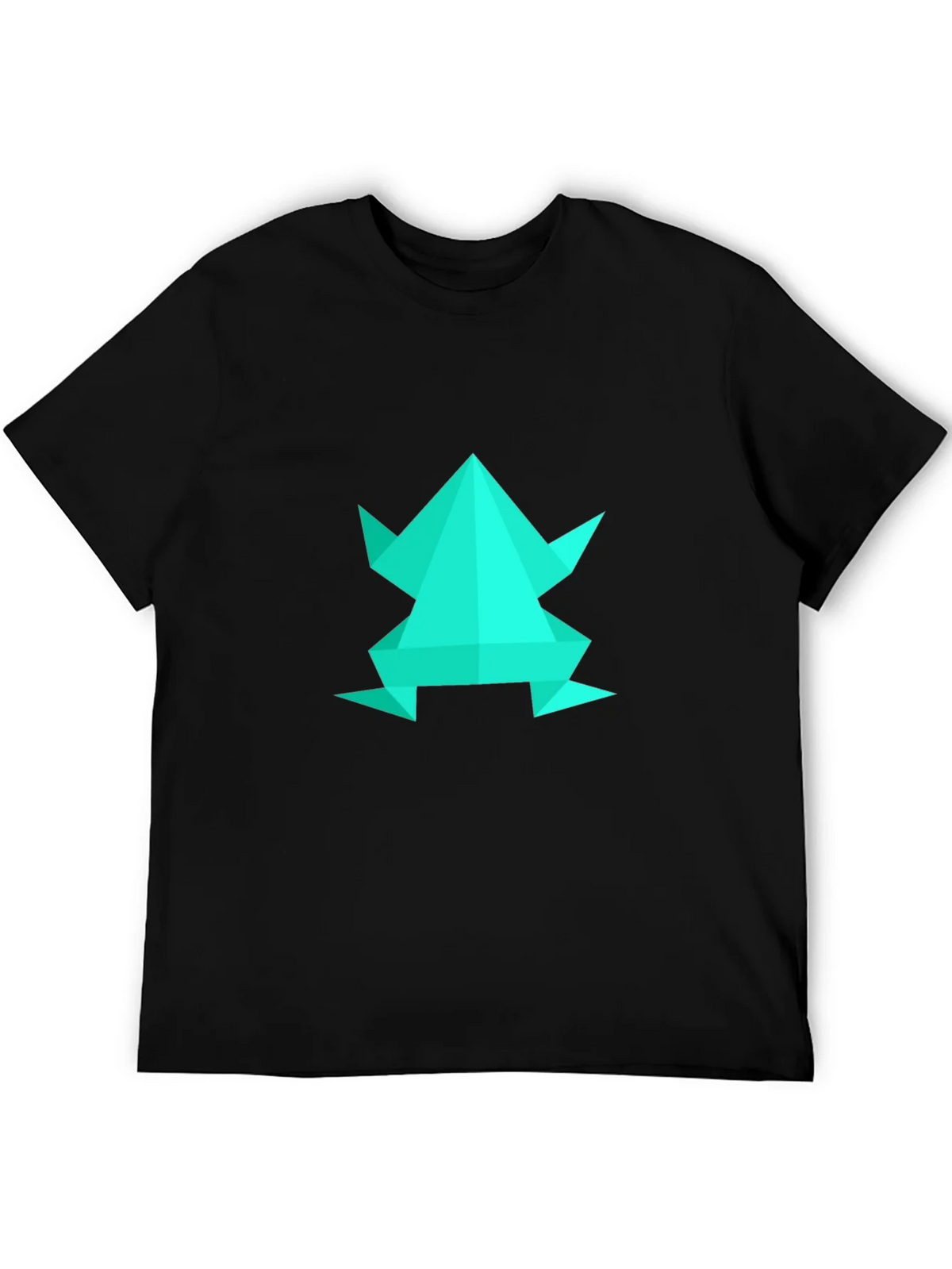 Geometric Frog Graphic Tee - Black Cotton Blend
