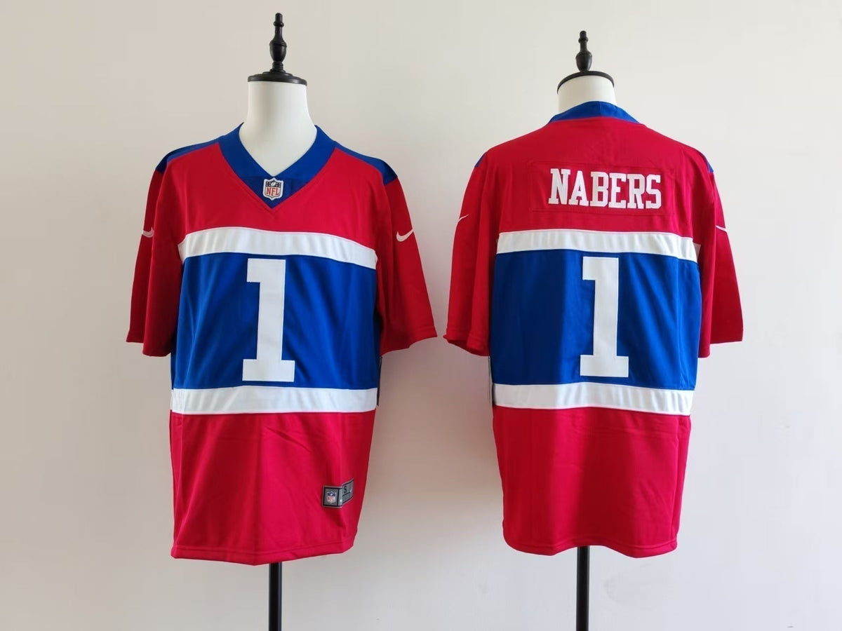 Men's New York Giants Malik Nabers Jersey-Red#1