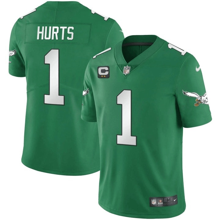Men's Philadelphia Eagles Jalen Hurts  Jersey-Two-star captain's patch
