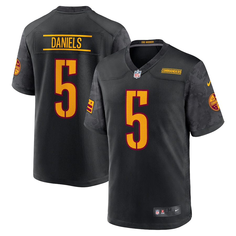 Washington Commanders Jayden Daniels  Carbon Black Fashion Jersey