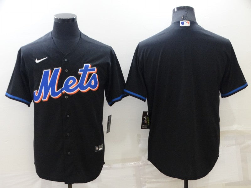 Men's New York Mets1 Black 2022 Alternate Replica Blank Jersey