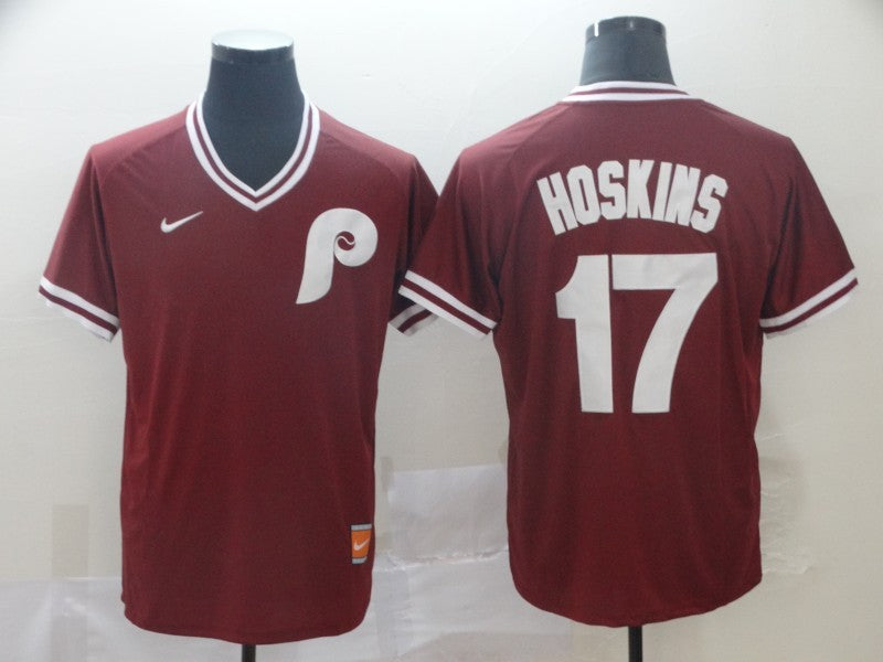 Men's Philadelphia Phillies Rhys Hoskins Red Stitched Jersey