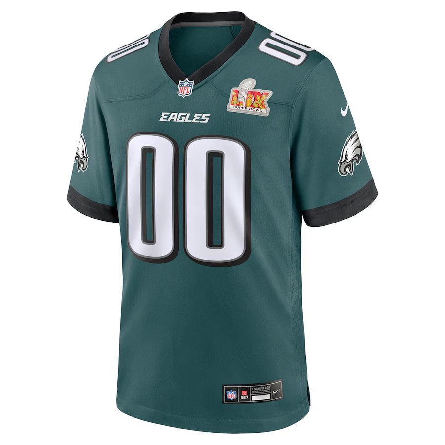 Men's Philadelphia Eagles  Midnight Green Super Bowl LIX Custom Game Jersey