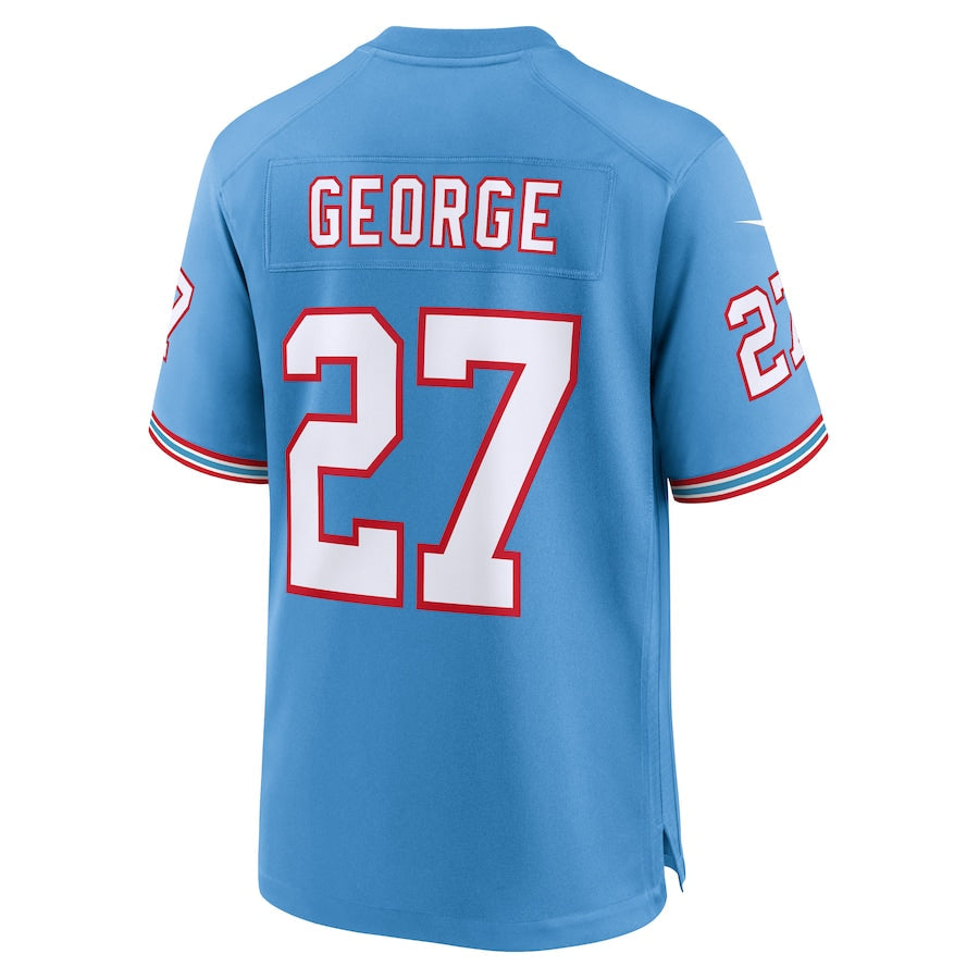 Men's Tennessee Titans Eddie George  Light Blue Oilers Throwback Retired Player Game Jersey
