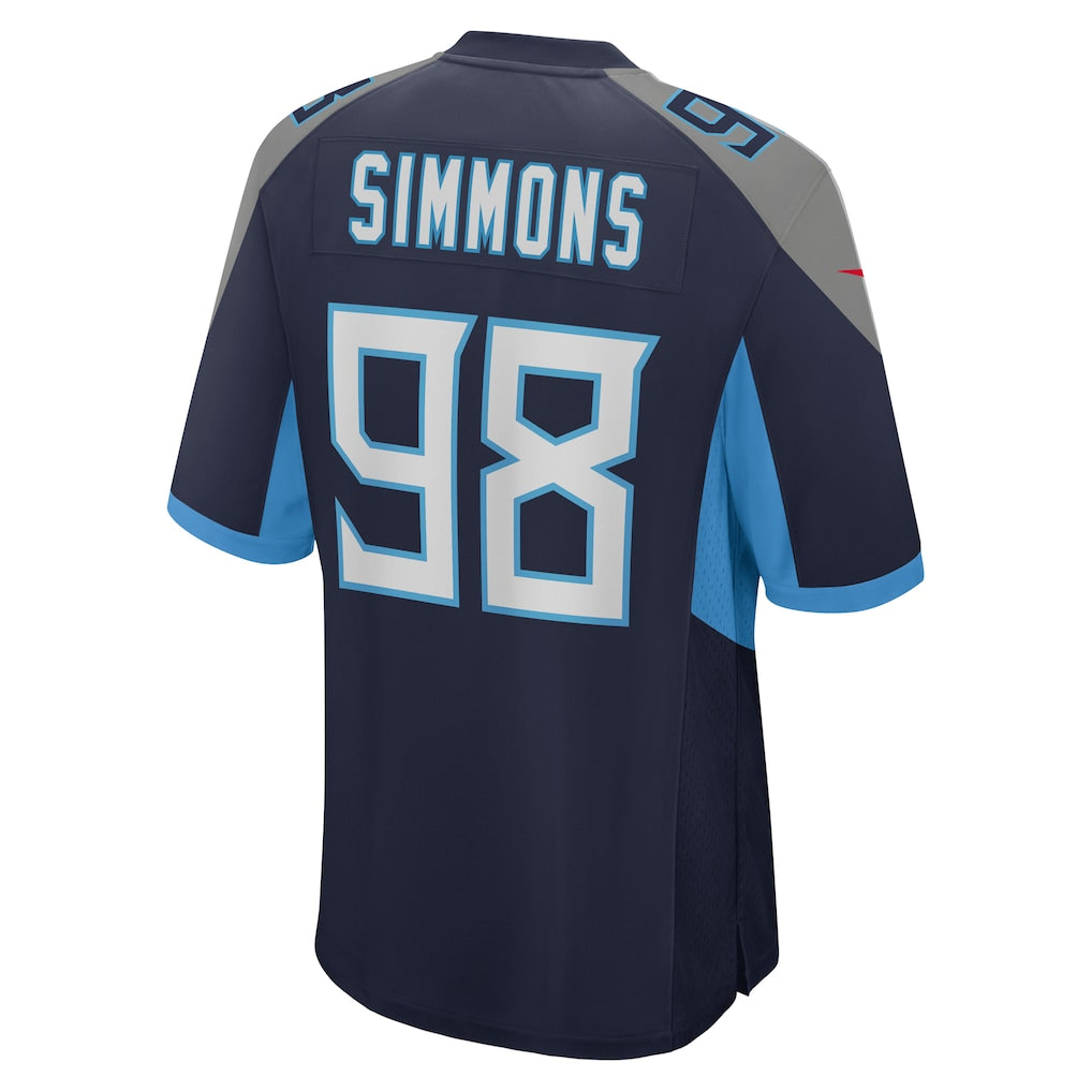 T.Titans #98 Jeffery Simmons Navy Game Jersey