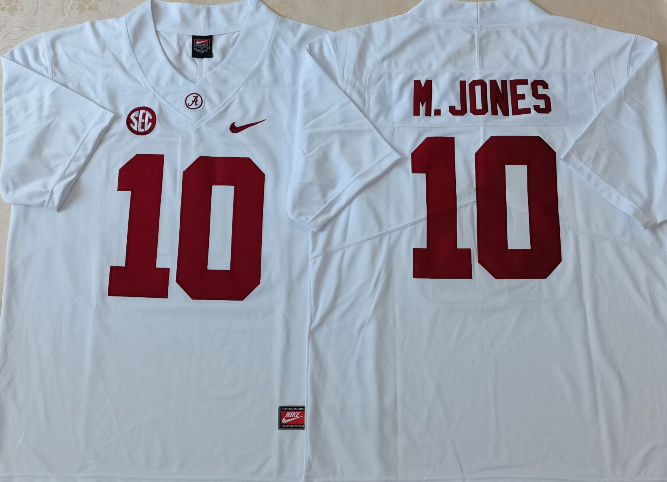 Men's Alabama Crimson Tide Mac Jones #10 White Player Game Jersey