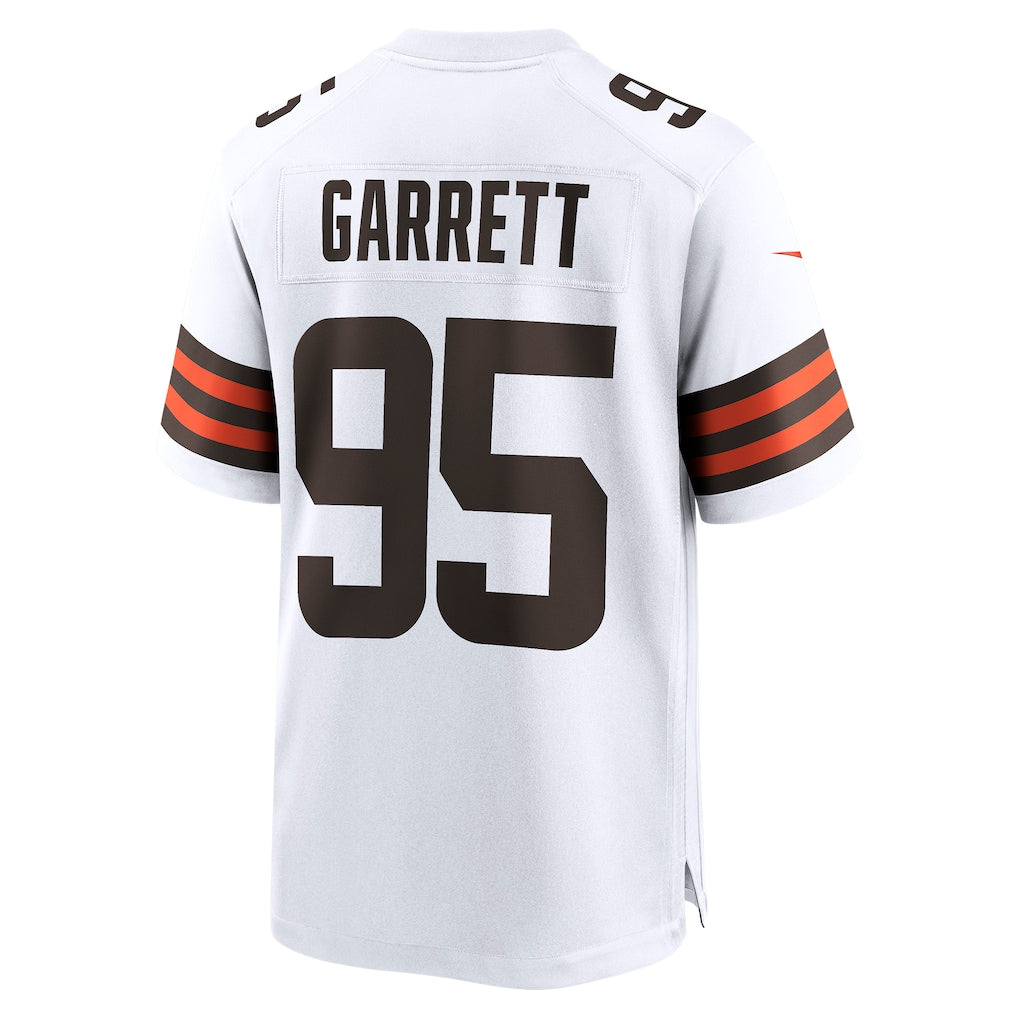 C.White-Aways #95 Myles Garrett White Away Game Jersey