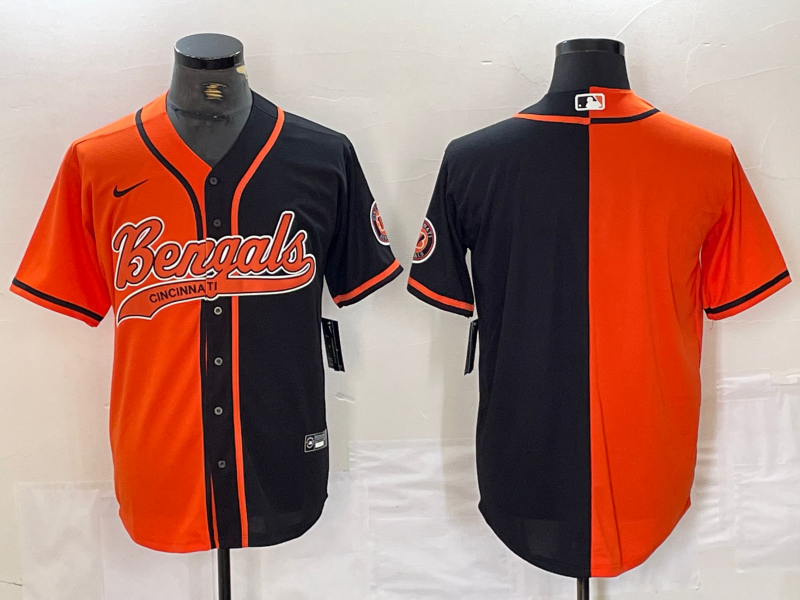 Men's Cincinnati Bengals Orange/Black Blank Jersey1 Joint Edition