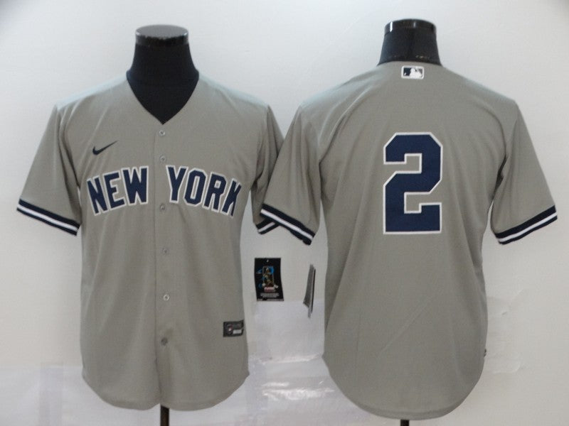Men's New York Yankees Derek Jeter Gray Replica Player Name Jersey