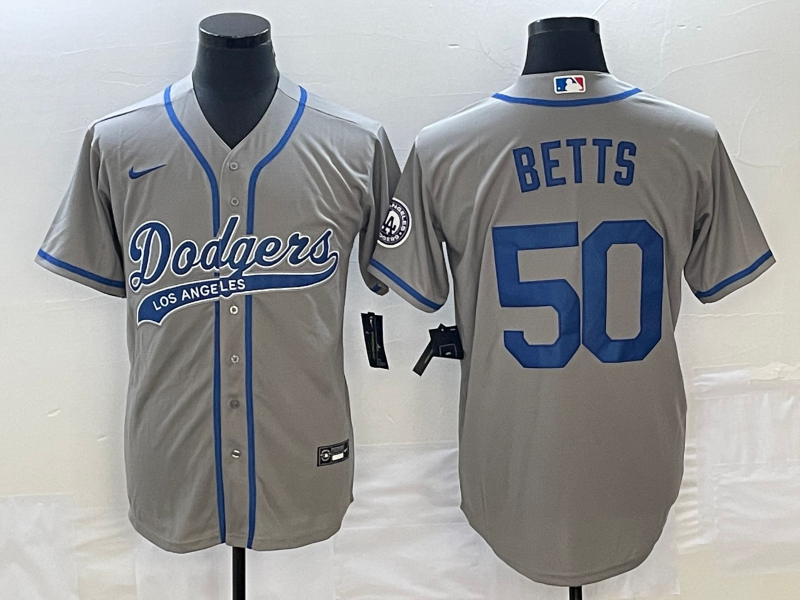 Men's Los Angeles Dodgers Mookie Betts Gray Player Jersey Joint Edition