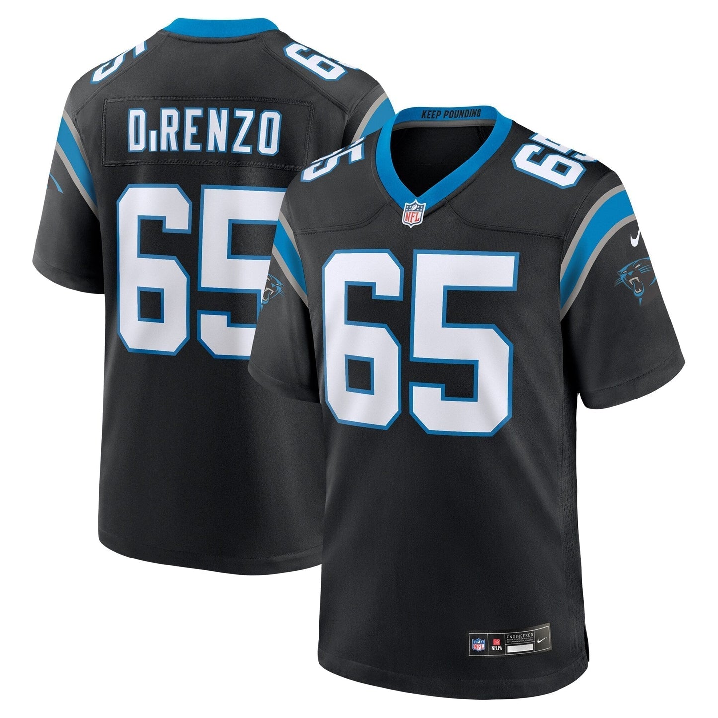 J.D. DiRenzo Carolina Panthers   Game Jersey -  Black