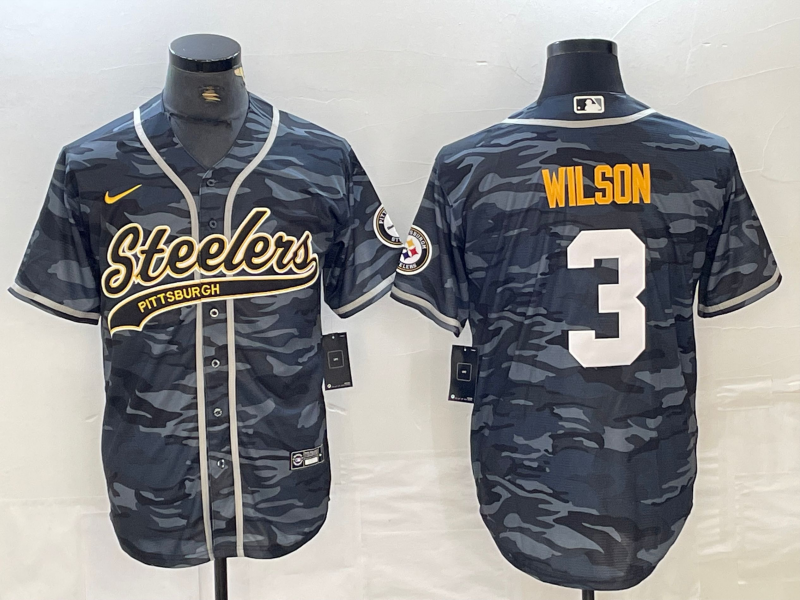 Men's Pittsburgh Steelers Russell Wilson Grey Camouflage Game Jersey Joint Edition