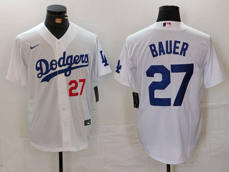 Men's Los Angeles Dodgers Trevor Bauer White Replica Baseball Jersey