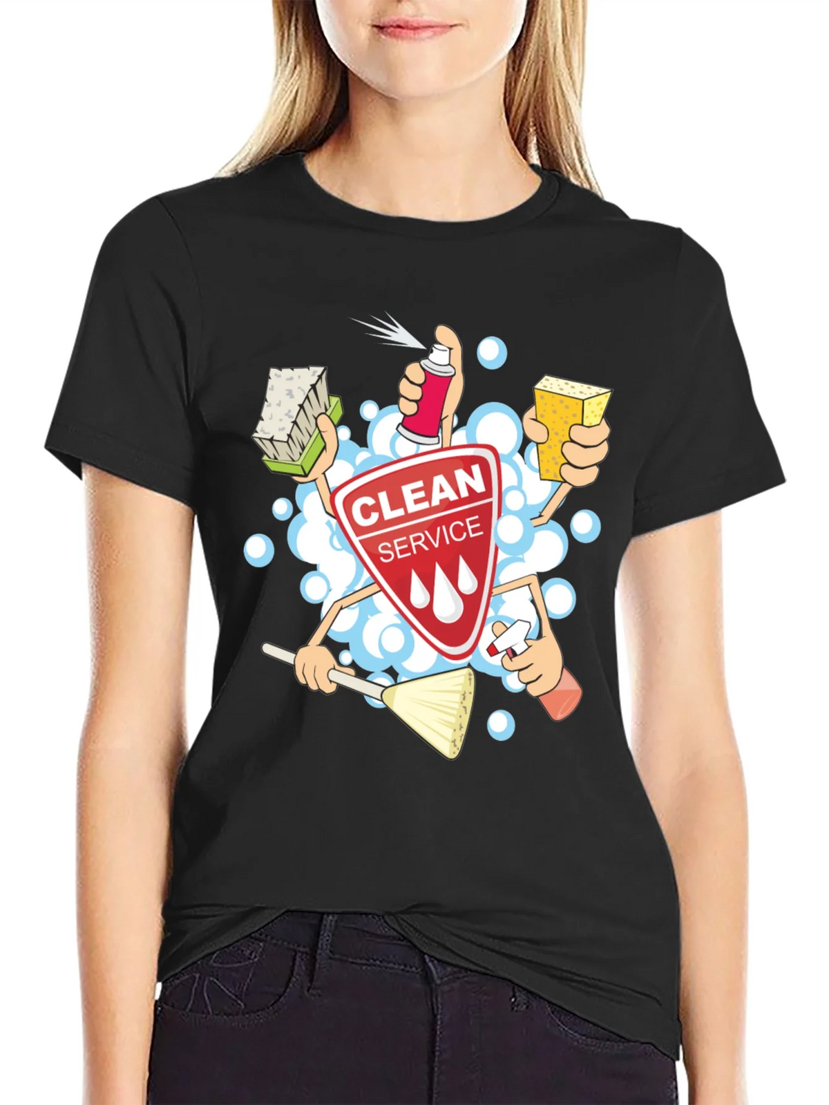 Clean Service T-Shirt - Cartoon Design