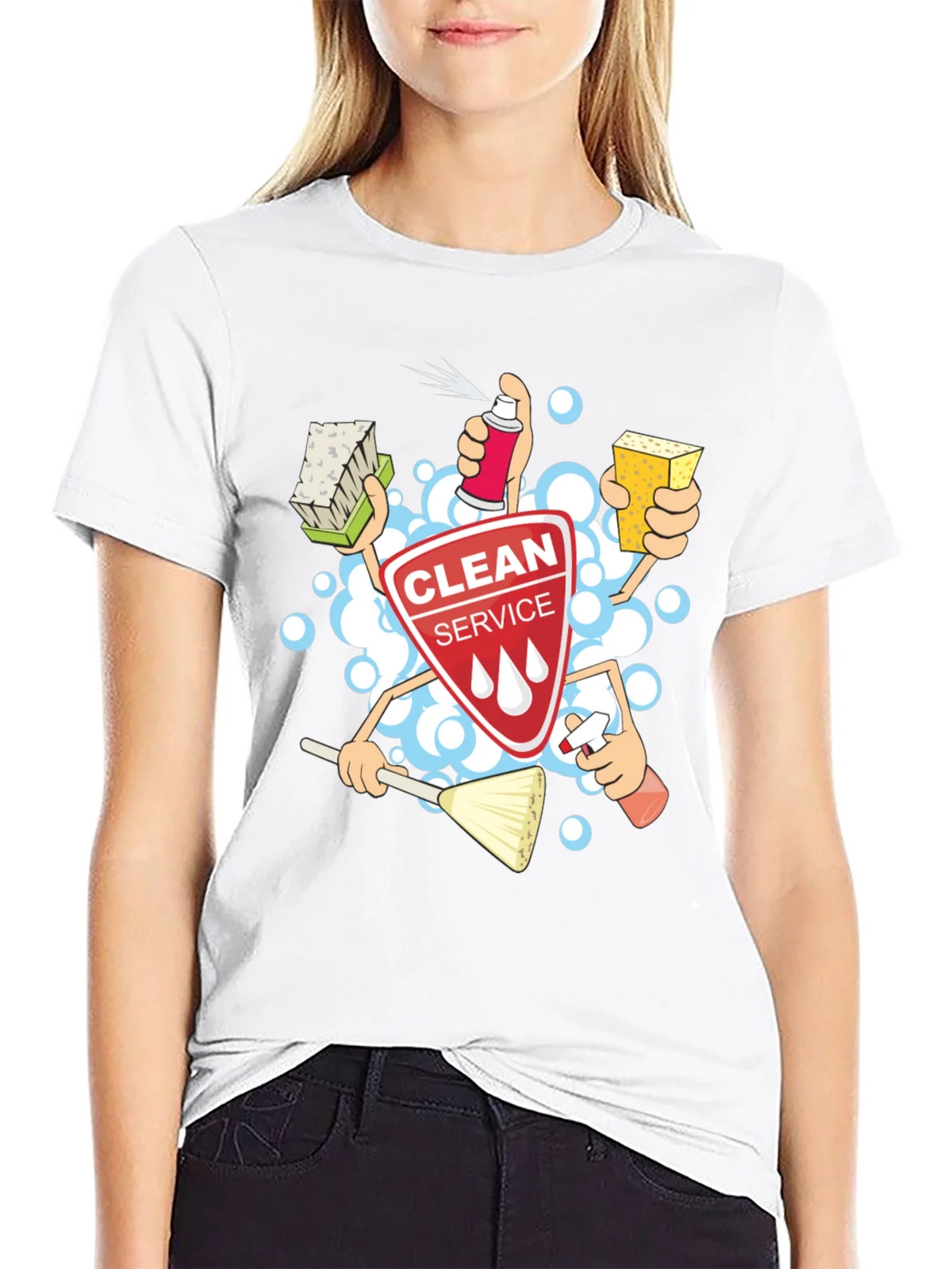 Clean Service T-Shirt - Cartoon Design